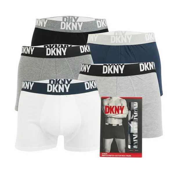 Image of DKNY Portland 5 Pack Trunk Boxer Shorts - Grey XL