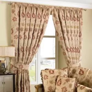 Image of Zurich Floral Jacquard Pencil Pleat Curtains Champagne, Champagne / 168 x 229cm