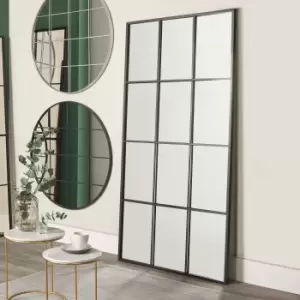 Image of 12 Pane Metal Floor Standing Mirror, Dark Grey 100x200cm Dark Grey