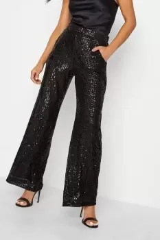 Image of Petite Sequin Wide Leg Trousers