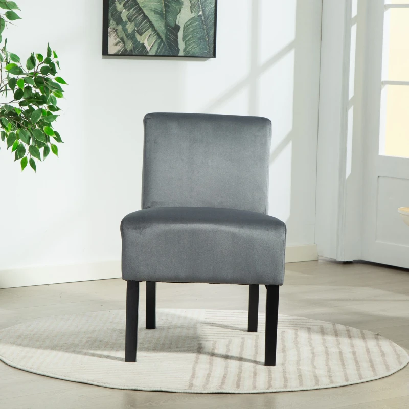 Image of Artemis Home Valina Velvet Fabric Armless Accent in Grey Grey Unisex