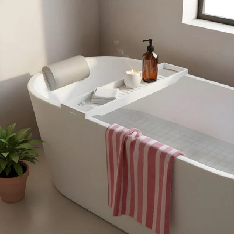 Image of OHS OHS Wooden Natural Bamboo Bath Rack in White White One Size Unisex 5027434160082