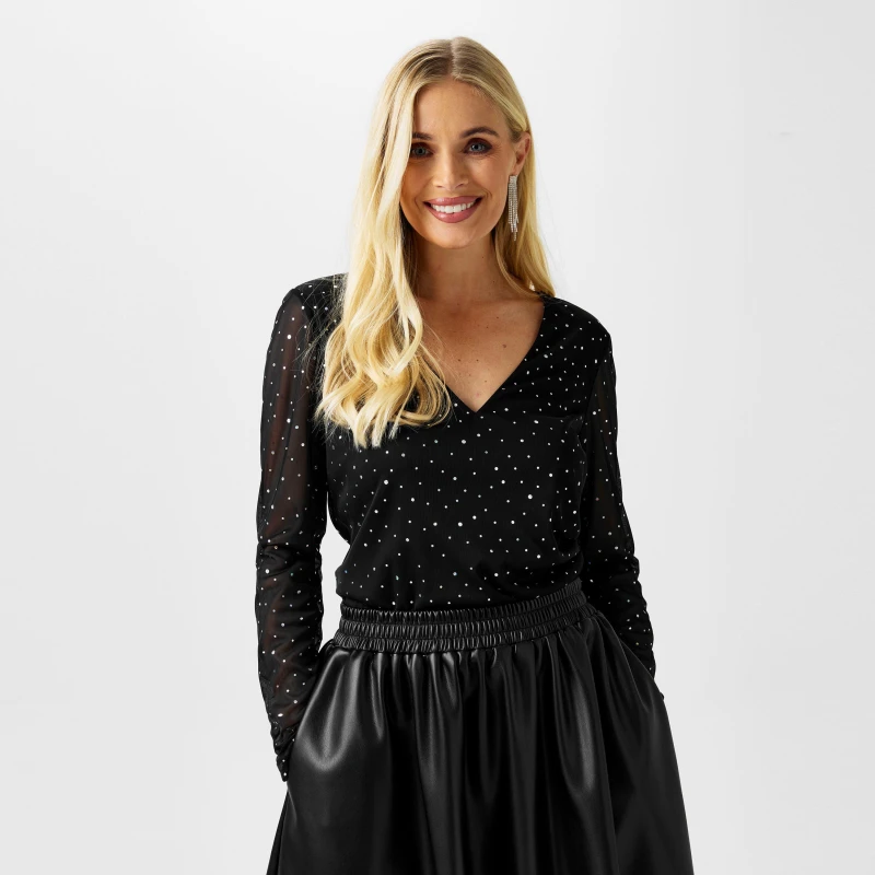 Image of Biba Biba Sequin Mesh Top - Black 8