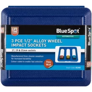 Image of 3 Piece 1/2" Alloy Wheel Impact Sockets (17, 19, 21MM)