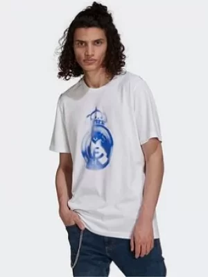 Image of adidas Real Madrid T-Shirt, White/Blue, Size L, Men