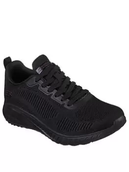 Image of Skechers Bobs Squad Chaos Wide Fit Trainers - Black, Size 4, Women