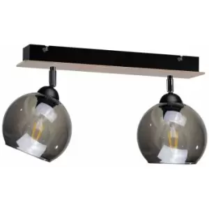 Image of Keter Wood Twin Ceiling Spotlight Black, 50cm, 2x E27