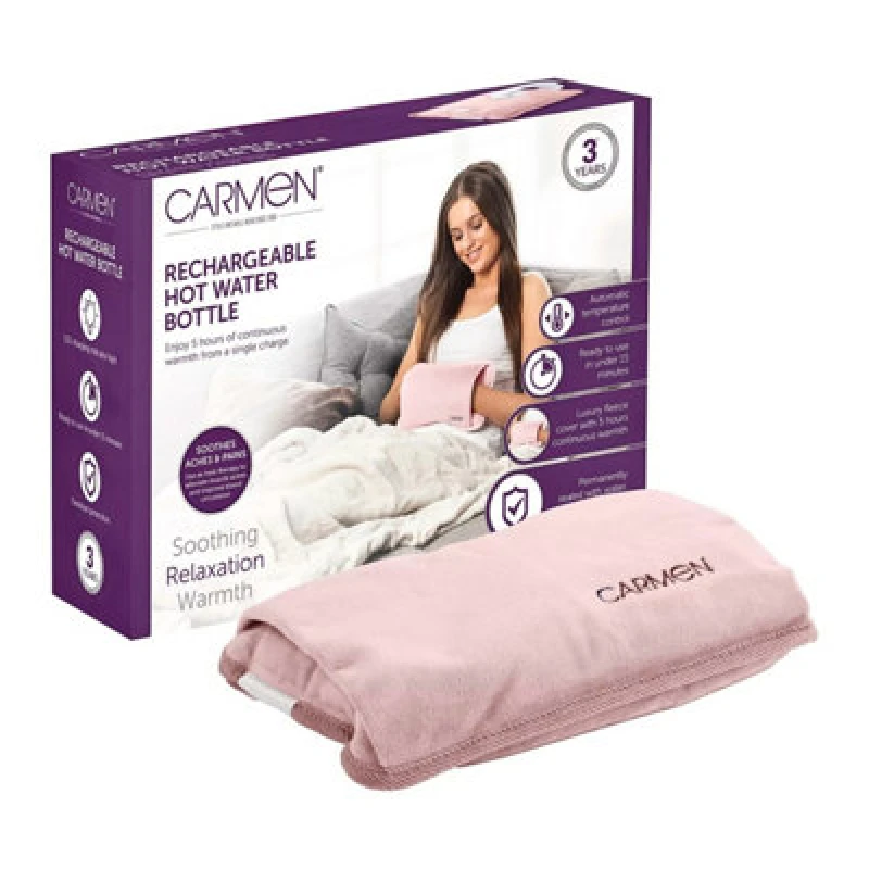 Image of CARMEN Spa Rechargeable Hot Water Bottle - Pink 5056784503683