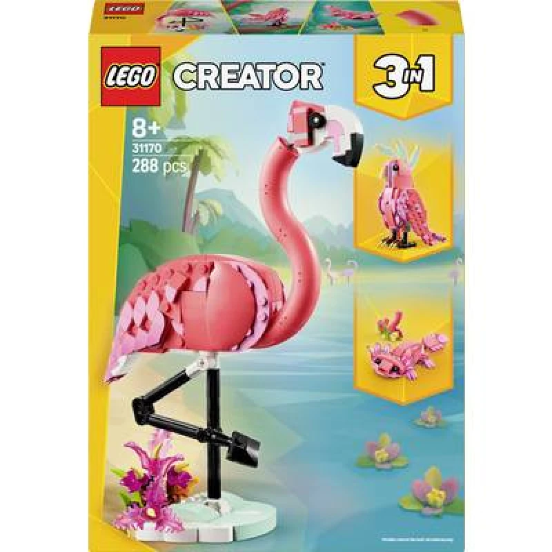 Image of Lego Creator 3In1 Wild Animals: Pink Flamingo Animal Toy Playset 31170 One Colour WEORD Unisex
