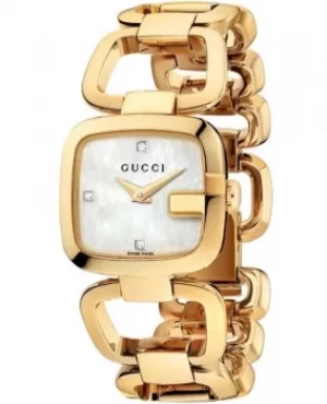 Image of Gucci G-Gucci Mother of Pearl Dial Gold Tone Stainless Steel Womens Watch YA125513 YA125513