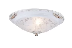 Image of Diametrik Flush Bowl Ceiling Lamp White with Gold, 2 Light, E14