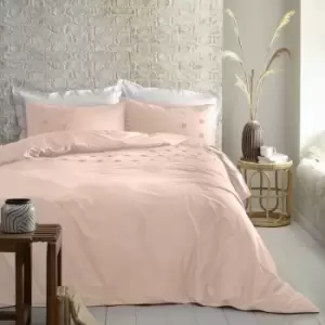 Image of Boutique Ayda Tufted Spots Embellished 100% Cotton Duvet Cover Set, Blush, Single - Appletree