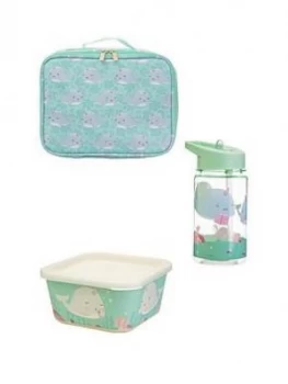 Image of Sass & Belle Alma Narwhal Lunch Bag, Lunch Box And Water Bottle