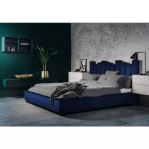 Image of Glexton Upholstered Beds - Plush Velvet, Small Double Size Frame, Blue - Blue