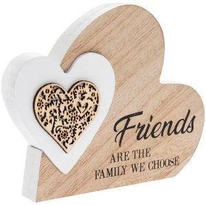 Image of Friends are Family We Choose Wooden Heart Plaque