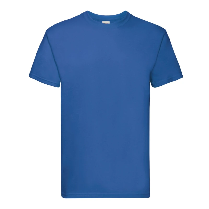 Image of Fruit Of The Loom Fruit of the Loom Men Super Premium Plain T-Shirt in Blue Size: Small Blue S Male 5063425997398