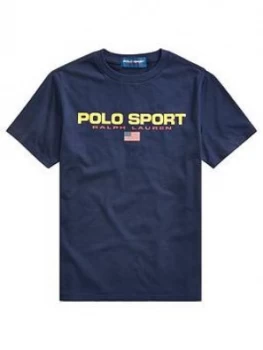 Image of Ralph Lauren Boys Short Sleeve Polo Sport T-Shirt - Navy, Size 4 Years