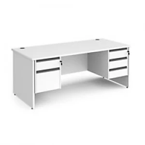 Image of Dams International Straight Desk with White MFC Top and Graphite Frame Panel Legs and Two & Three Lockable Drawer Pedestals Contract 25 1800 x 800 x 7