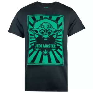 Image of Star Wars Mens Yoda Jedi Master Poster T-Shirt (L) (Black/Green)