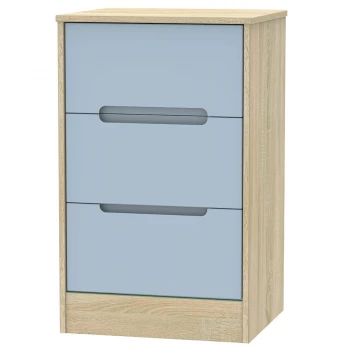 Image of Robert Dyas Barquero Ready Assembled 3-Drawer Bedside Table - Pine/Denim