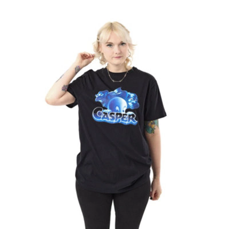 Image of Casper The Friendly Ghost Casper The Friendly Ghost Short Sleeved T-Shirt in Black Size: X-Large Black XL Unisex 5063203915620