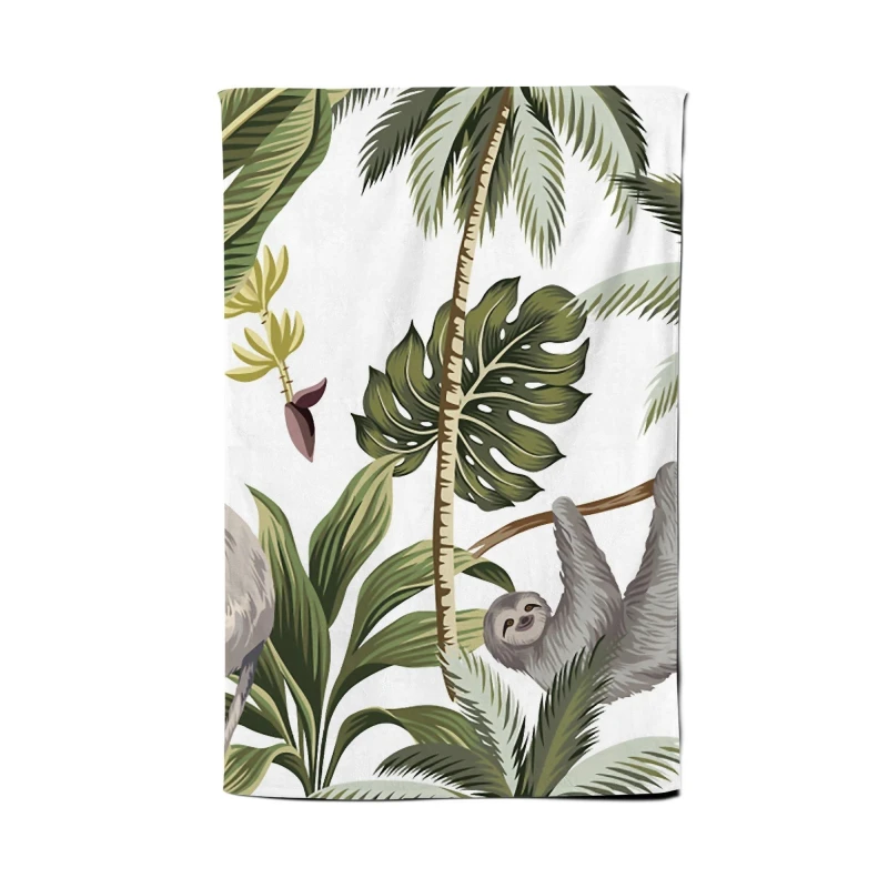 Image of Warren Reed - Designer Tropical Sloths Tea Towel in Green Green Unisex