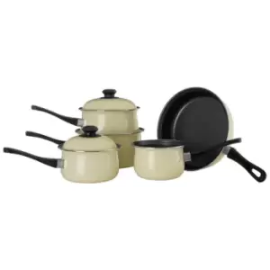 Image of Interiors By Ph 5 Piece Pan Set, Non-stick Carbon Steel, Bakelite Handles - Cream