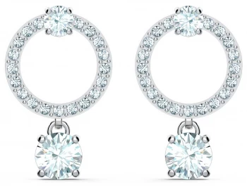 Image of Swarovski Attract Circle Pierced Earrings Rhodium Plated Jewellery