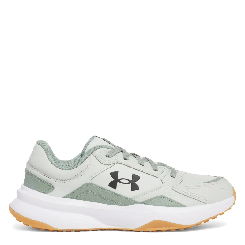 Image of Under Armour Mens Edge Leather Low-Top Trainers Grn/Wht/Blk male 7 (41)