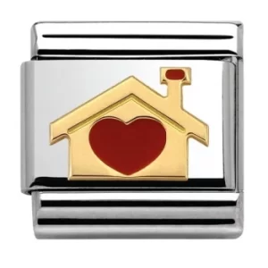Image of Nomination CLASSIC Gold Love Home with Heart Charm 030283/07
