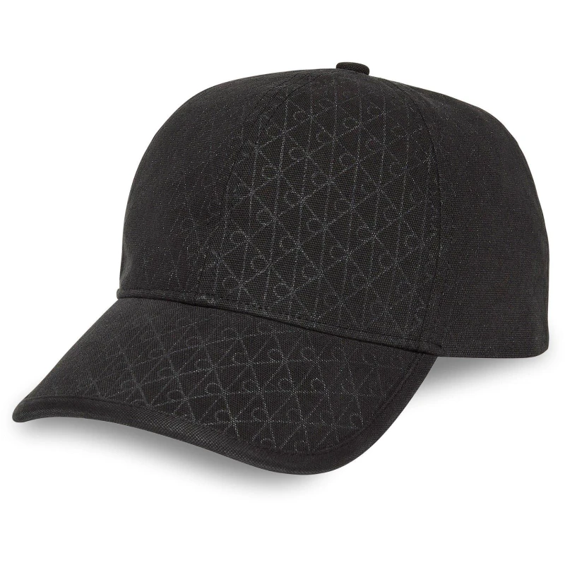 Image of Calvin Klein Emblem Print Leather Patch Baseball Cap Charcoal AOP male One Size
