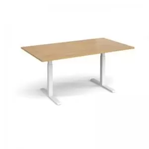 Image of Elev8 Touch boardroom table 1800mm x 1000mm - white frame and oak top