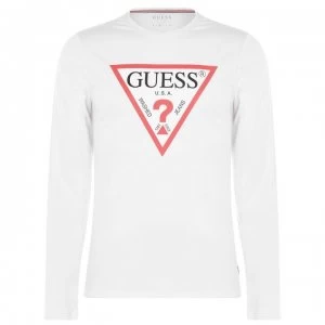 Image of Guess Long Sleeve Original T Shirt - White TWHT