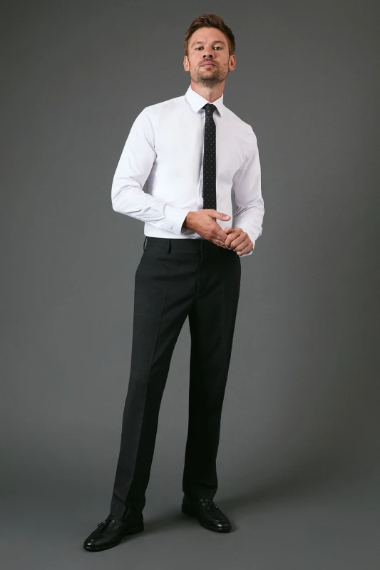 Image of Burton Mens Charcoal Tailored Fit Essential Suit Trousers Charcoal 32R Male BBB03943