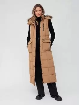 Image of Superdry Vintage Ll Everest Fur Gilet - Beige, Beige, Size 16, Women
