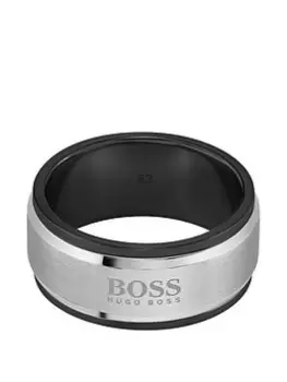 Image of Boss Stainless & Black Logo Ring - Medium