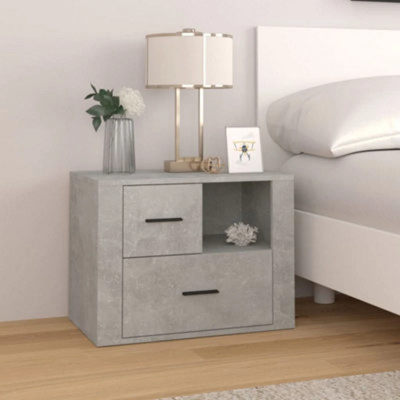 Image of Vidaxl Bedside Cabinet Concrete Grey 60X36X45cm Engineered Wood, Grey 816740