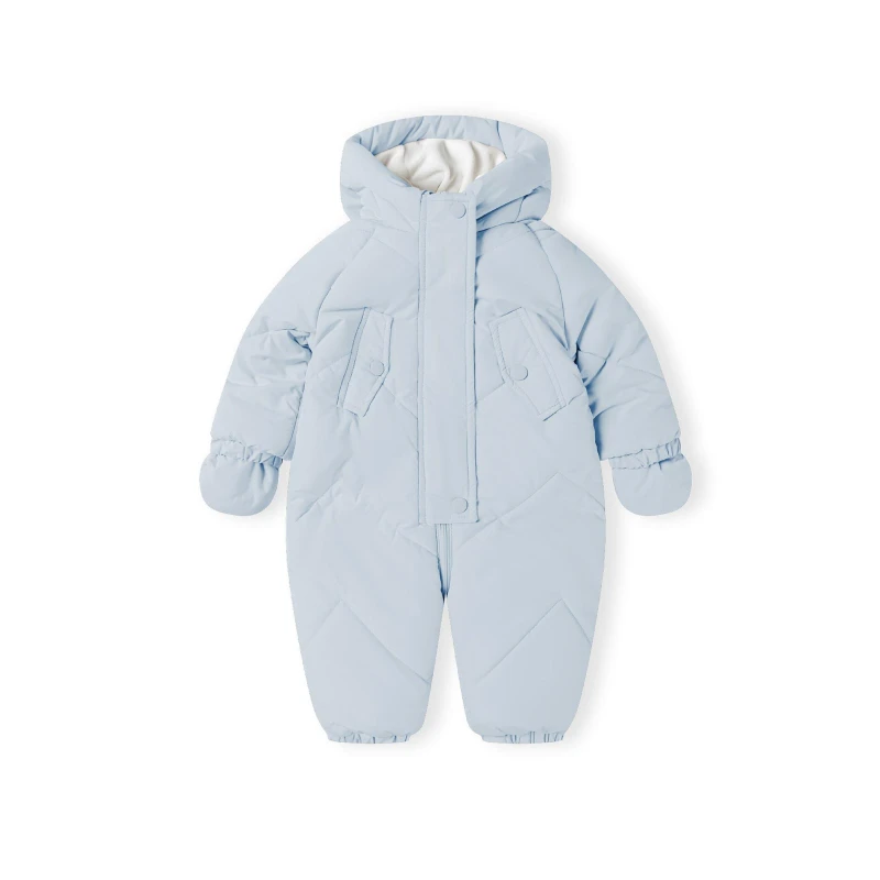 Image of Minoti Baby unisex snowsuit hood with 3D ears light blue Light Blue unisex 3-6 Mnth