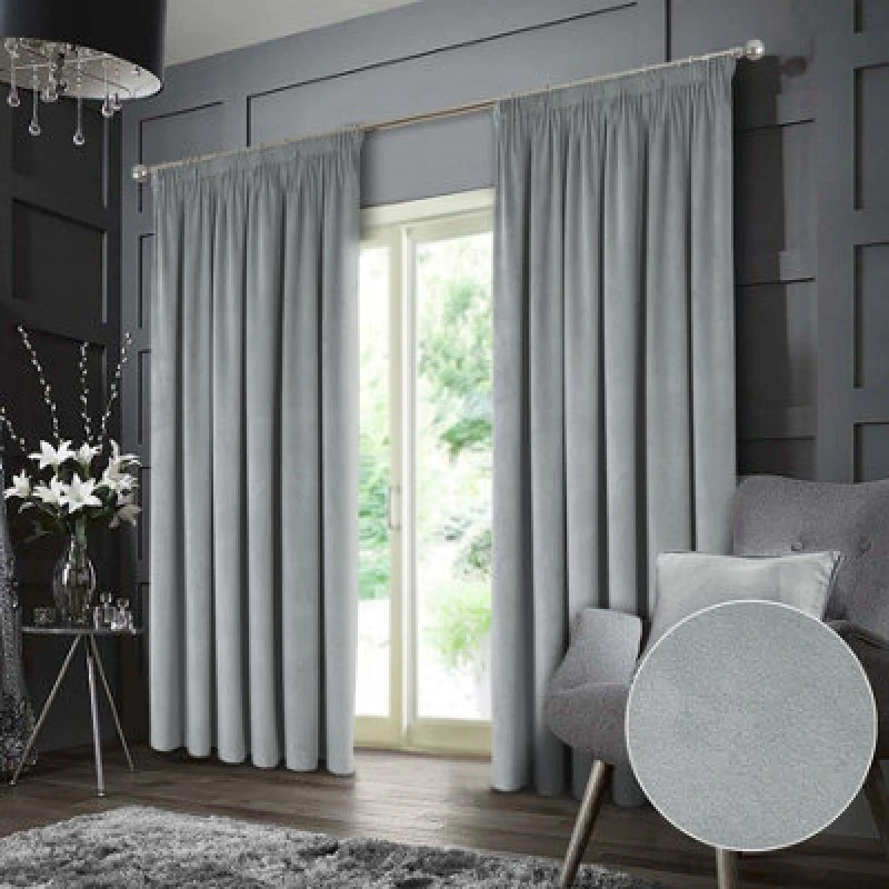 Image of Luxury Living Montreal Taped Top Curtains in Grey Size: 167cm width x 137cm drop Grey Unisex 167cm width x 137cm drop