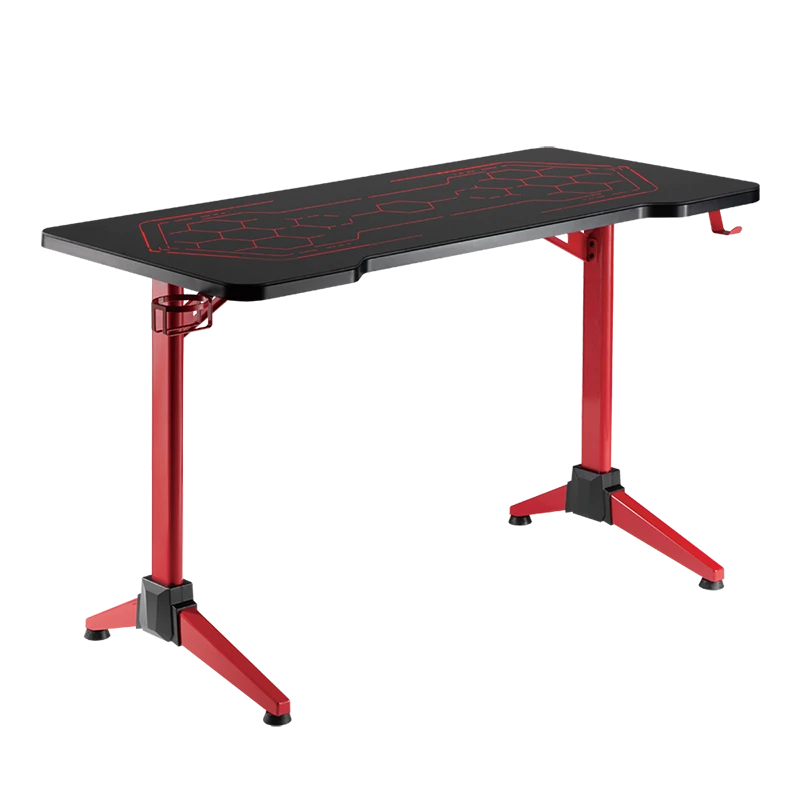 Image of LogiLink Gaming Desk. 120x60 cm. glass surface w/RGB lighting. red des