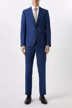 Image of Mens Plus And Tall Slim Fit Blue Birdseye Suit Jacket
