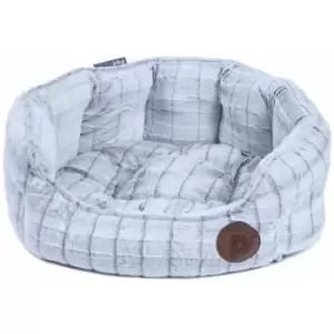 Image of White plush oval dog bed small
