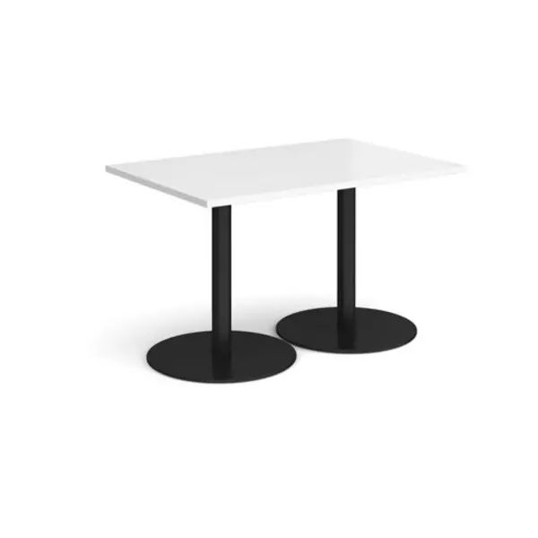 Image of Monza Monza rectangular dining table with flat round Black bases 1200mm x 800mm - white White MDR1200-K-WH