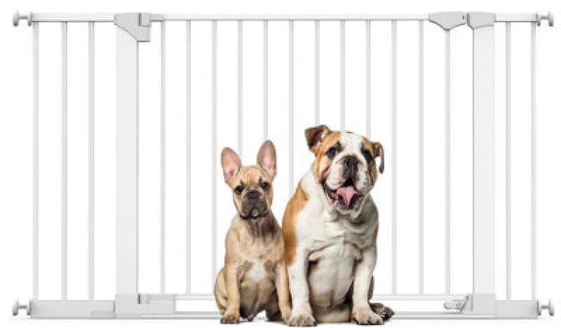 Image of Bettacare Safestep Dog Gate, White, 138Cm - 145Cm, Extra Low Walkthough, 81Cm Extra Wide Doorway, Extra Wide Pet Gate