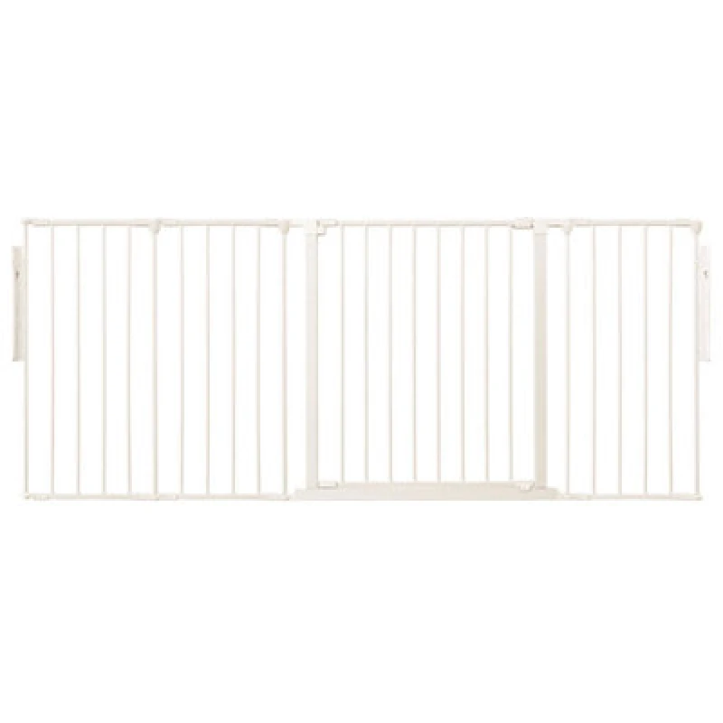 Image of Safetots Premium Multi Panel Room Divider, Up To 181Cm Wide, White, 70Cm Tall, Flexible Barrier With Door For Baby And Toddler