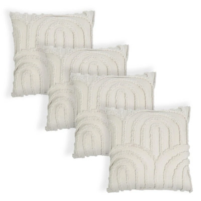 Image of OHS OHS 4 Pack Tufted Arch Cushion Cover in Natural Size: 45cm x 45cm Natural 45cm x 45cm Unisex 5027434233205