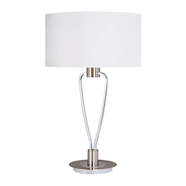 Image of Paris Ii Modern Table Lamp with Round Shade Nickel Matt