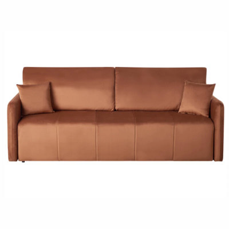 Image of Beliani Sofa Bed 3 Seater Egge Velvet Golden Brown