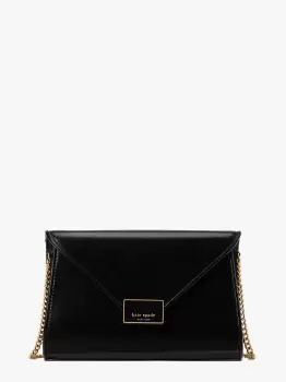 Image of Kate Spade Anna Shiny Textured Leather Medium Envelope Clutch, Black, One Size