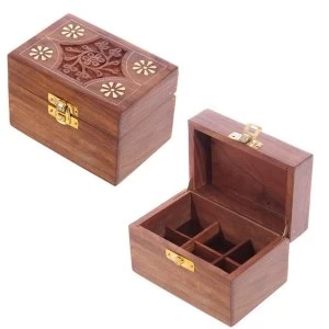 Image of Sheesham Wood Floral Compartment Box Small